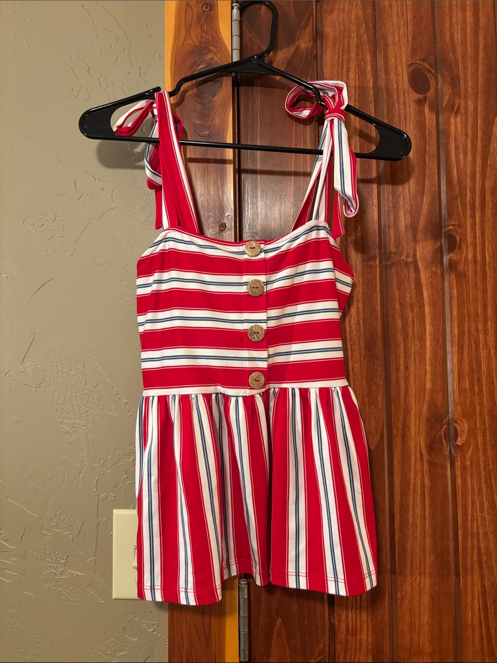 Good Luck Gem Red and White Striped Halter Tank Top